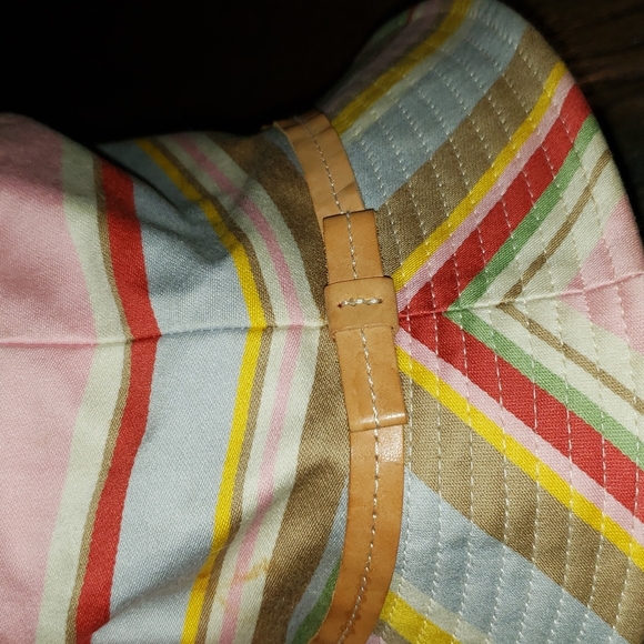 New Coach Stripe Leather Bow Trim Bucket Hat P/Small - Picture 8 of 13